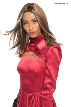 Bliss Wig By TressAllure | Synthetic -Wig Specialty Shop RealisticLowDensityHairStrandsBliss Dark Amber 1315 Edit
