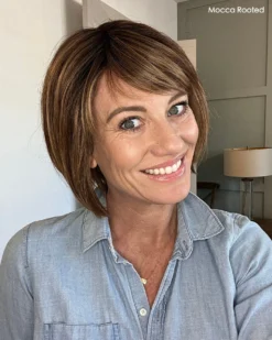 Sing Wig By Ellen Wille | Heat-Friendly Synthetic -Wig Specialty Shop SingEWMoccaRootedfront